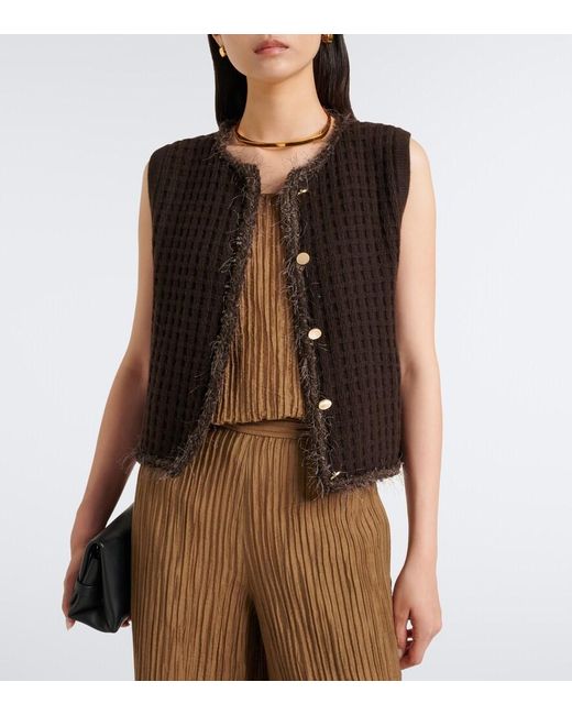 Jardin Des Orangers Black Waffle-Knit Wool And Cashmere Sweater Vest