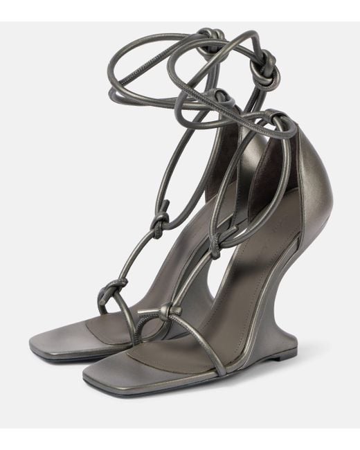 Rick Owens Black Cantilever Leather Wedge Sandals