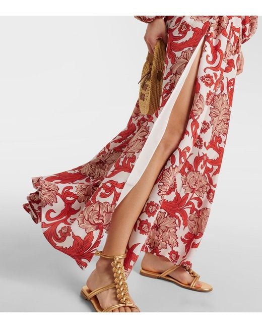 LaDoubleJ Red Camerino Silk Crepe De Chine Maxi Dress