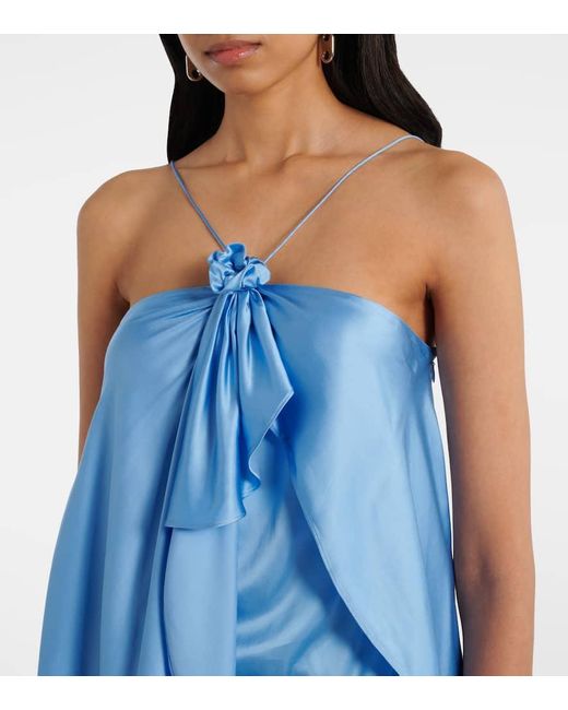 Acne Blue Ruffled Halterneck Satin Top