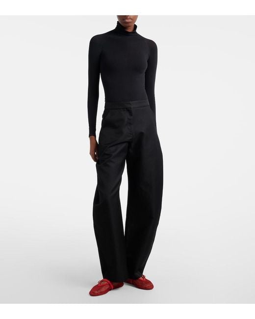 Alaïa Red Suede-Trimmed Fishnet Ballet Flats