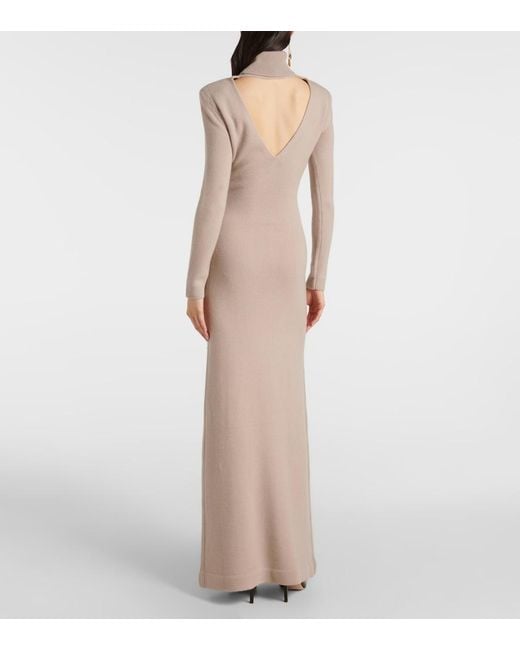 Tom Ford Natural Cashmere Turtleneck Gown