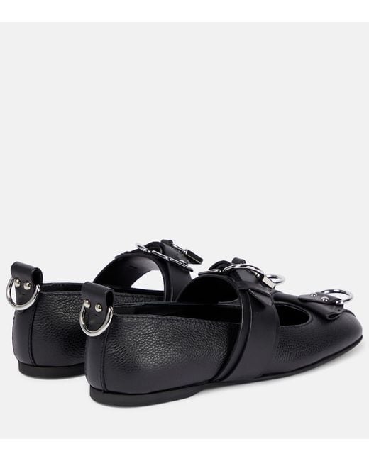 J.W. Anderson Black Lock Leather Ballet Flats