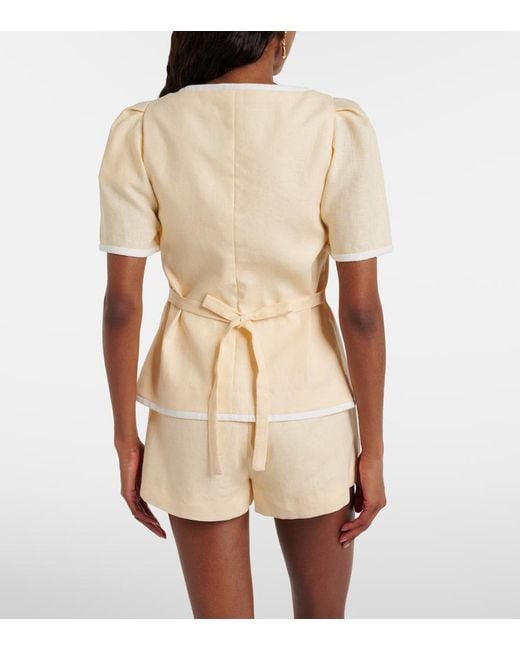 Faithfull The Brand Natural Madeleine Belted Linen Top