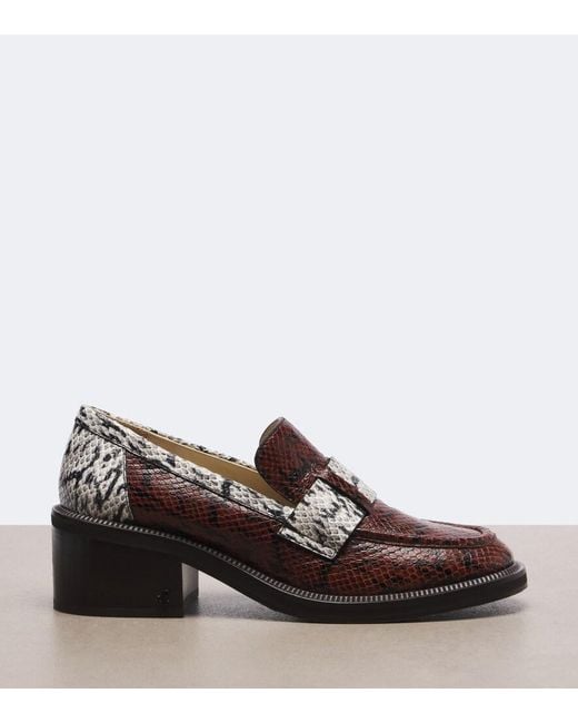 Jimmy Choo Brown Tylor Snake-Effect Leather Loafer Pumps