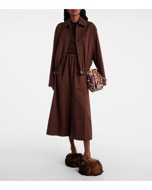 Chaqueta De Sarga De Algodon Y Seda Con Cinturon Loewe de color Brown
