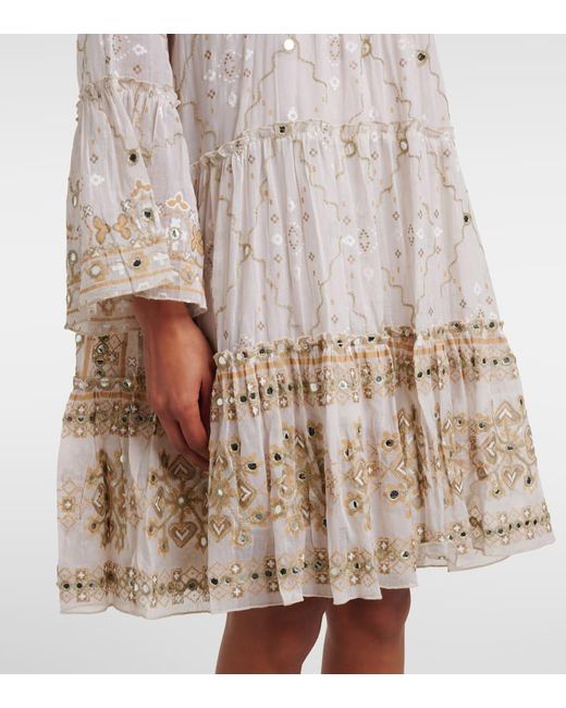 Juliet Dunn Natural Mosaic Printed Cotton Midi Dress