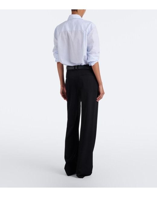 The Row Black Coleman Wool Gabardine Straight Pants