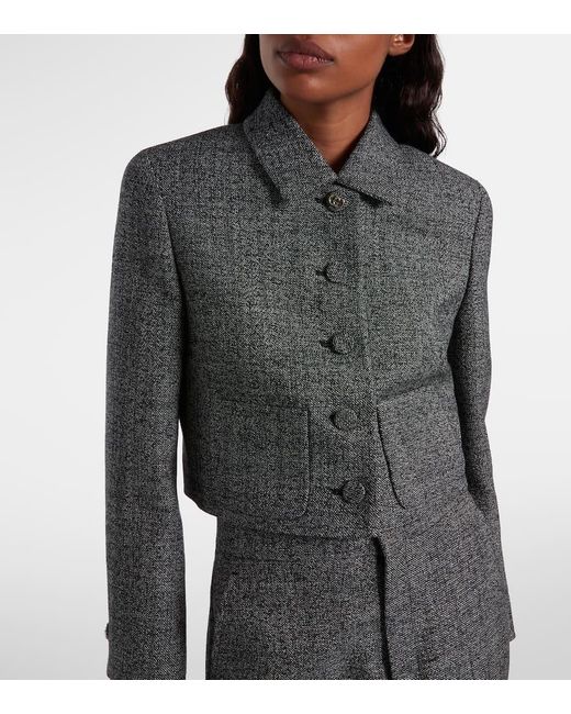 Gucci Gray Cropped-Jacke Aus Wolle