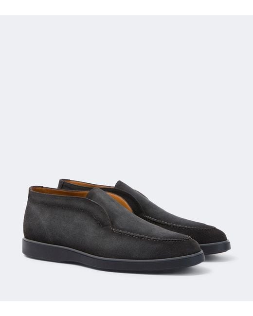Magnanni Shoes Black Loda Suede Slip-On Shoes for men