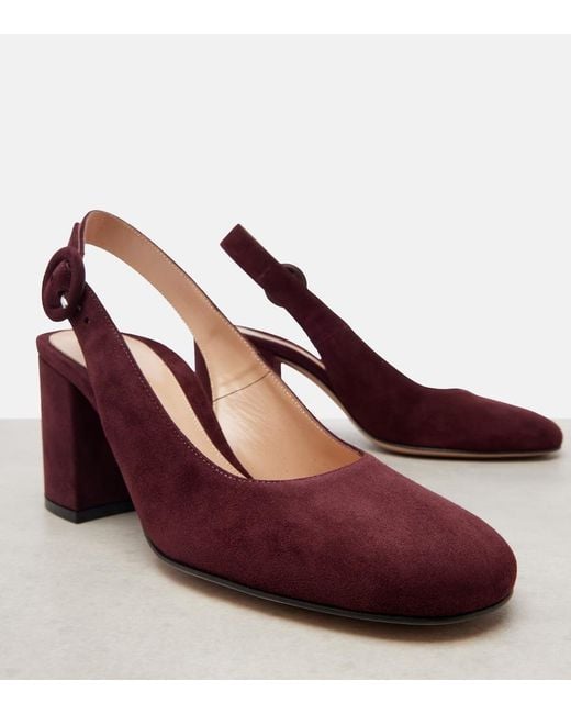 Gianvito Rossi Red Joelle Suede Slingback Pumps