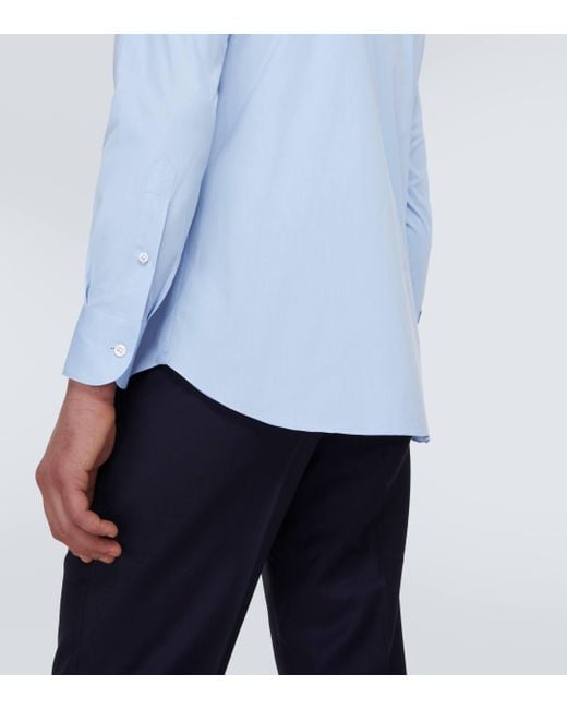 Brioni Blue Cotton-blend Poplin Shirt for men