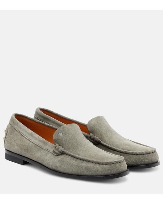 Tod's Gray Suede Loafers