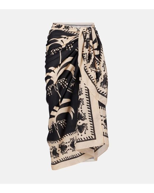 Johanna Ortiz White Printed Cotton Beach Cover-Up