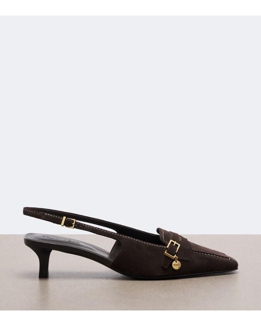 Tod's Brown Suede Slingback Pumps