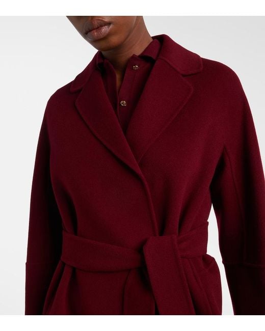 Max Mara Red Wool Wrap Coat