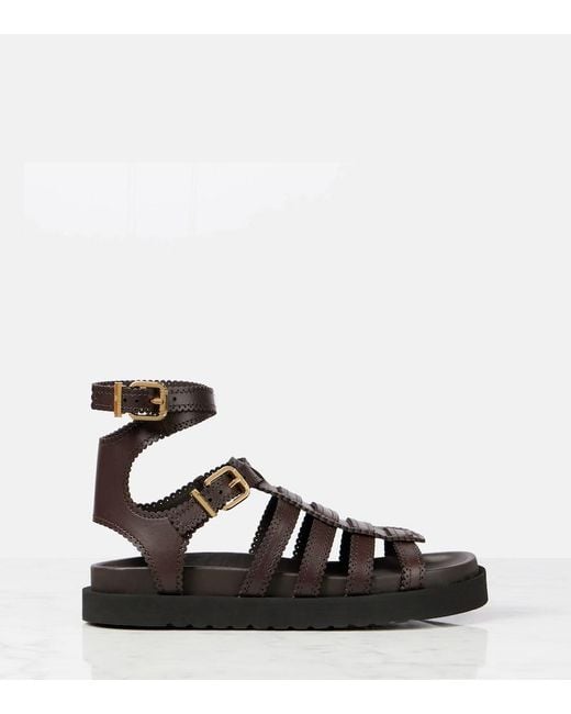 Zimmermann Black Goldie Leather Gladiator Sandals