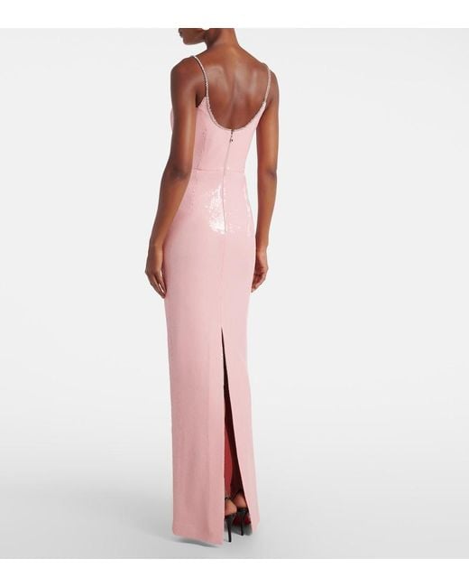 Rebecca Vallance Pink Lena Bow-Detail Sequined Gown