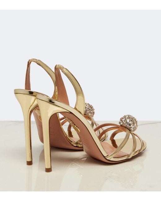 Aquazzura Metallic Crystal Bubble Slingback Sandals