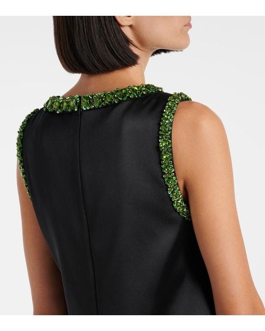 Self-Portrait Black Embellished Satin Minidress
