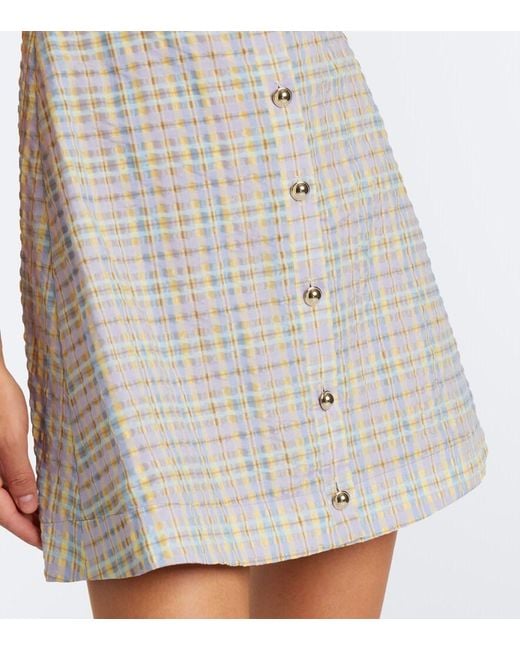 Markarian Gray Skye Plaid Seersucker Minidress
