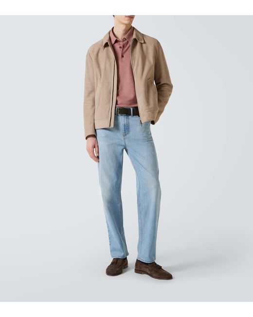 Brioni Pink Cotton Pique Polo Shirt for men