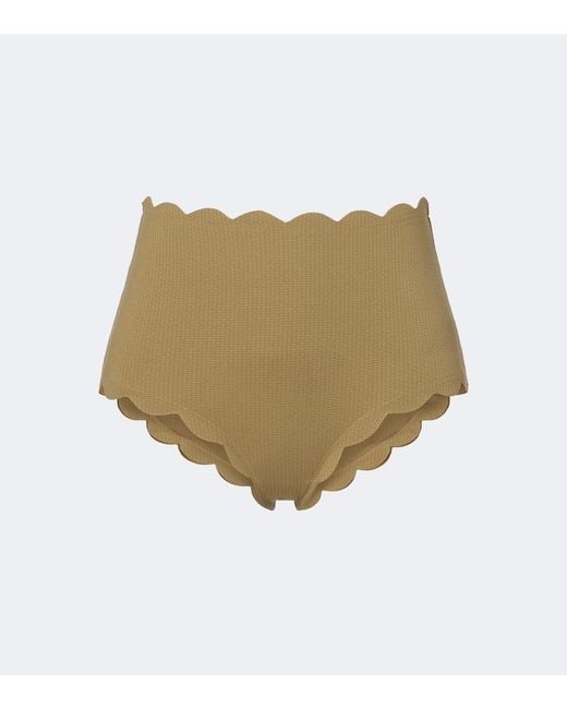 Marysia Swim Natural Santa Monica Scalloped Bikini Bottoms