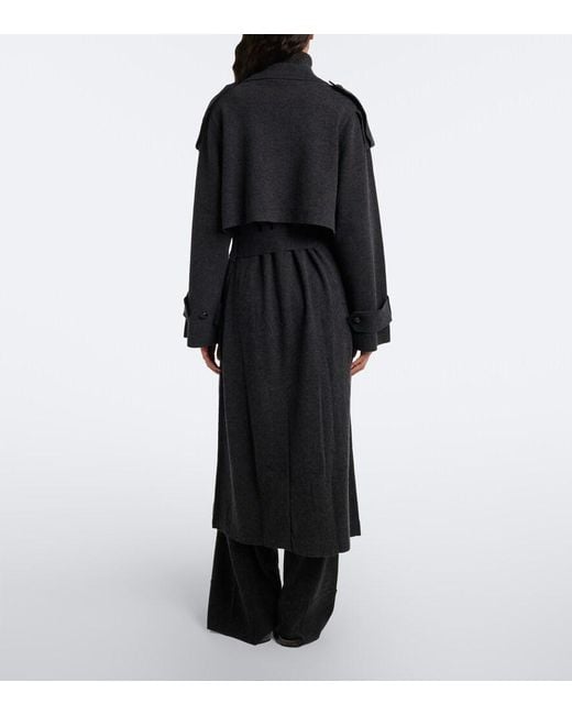 Jardin Des Orangers Black Belted Double-Breasted Wool And Cashmere Coat