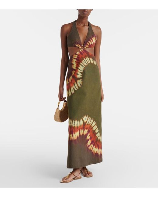 ALÉMAIS Metallic Marilyn Dyed Denim Midi Dress