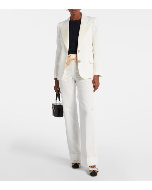 Valentino White Cotton And Linen Blazer