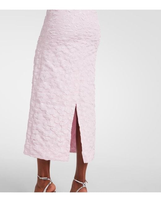 ROTATE BIRGER CHRISTENSEN Pink Jacquard Midi Puffy Dress