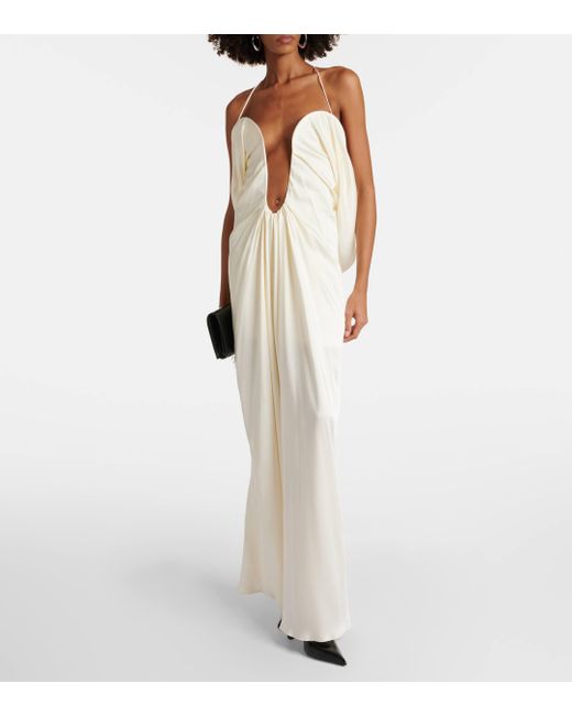 Victoria Beckham White Cutout Crepe Satin Gown