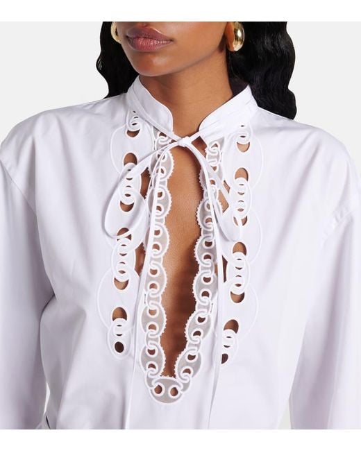 Gucci White Horsebit Cotton Poplin Midi Dress