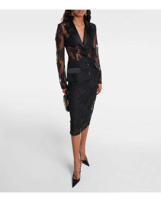 Dolce & Gabbana Black Satin-trimmed Lace Jacket