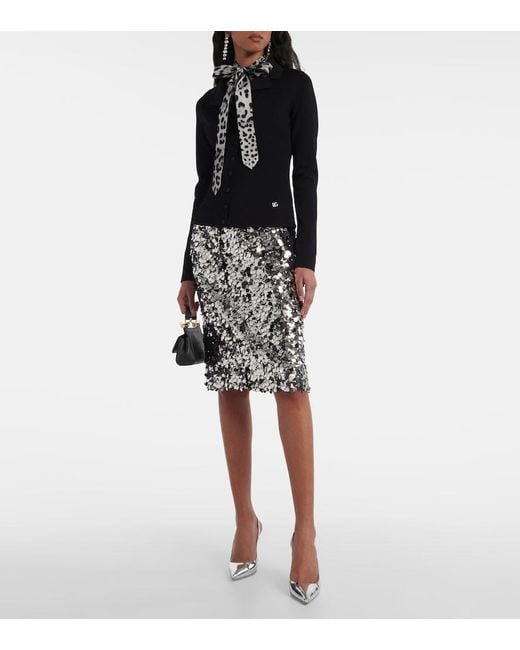 Dolce & Gabbana Metallic Sequined Pencil Skirt