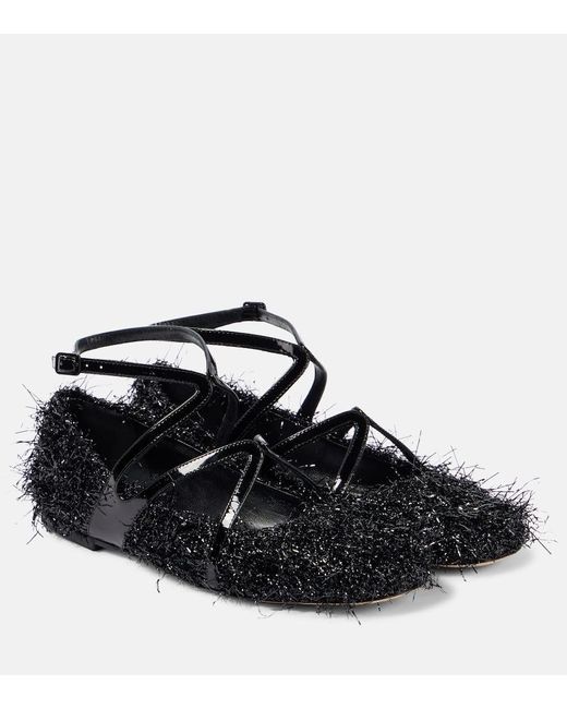 Jimmy Choo Black Astoria Tinsel Ballet Flats