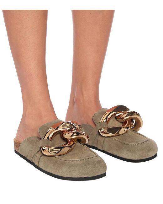 J.W. Anderson Metallic Embellished Suede Slippers