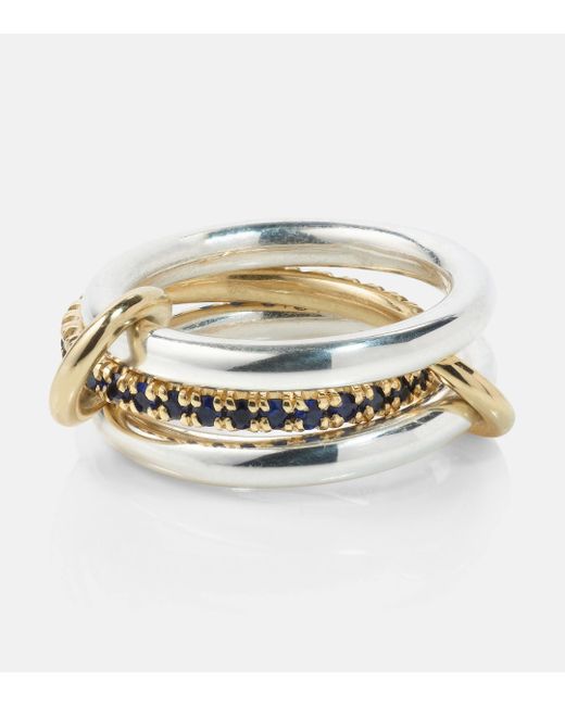 Spinelli Kilcollin Metallic Libra Sterling Silver And 18kt Gold Linked Rings With Sapphires