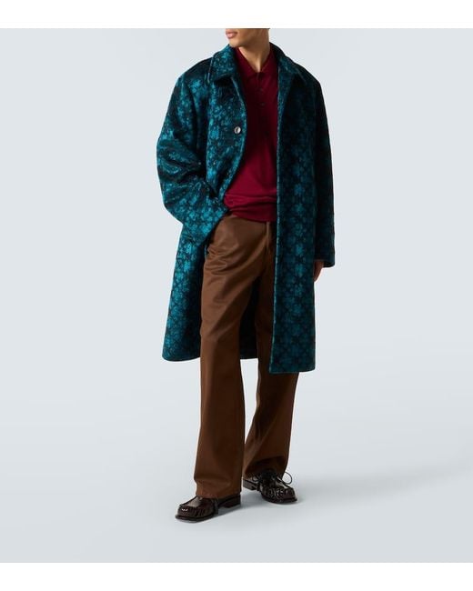 Dries Van Noten Blue Checked Coat for men