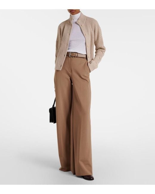 Max Mara White Boa Virgin Wool Turtleneck Top