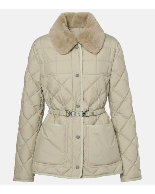 Piumino Cygne Con Pelliccia Sintetica di Moncler in Natural