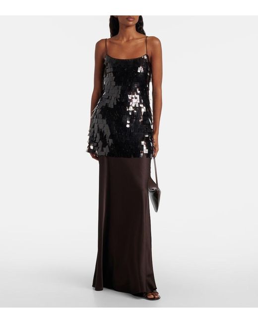 Staud Black Mesa Sequined Satin Gown