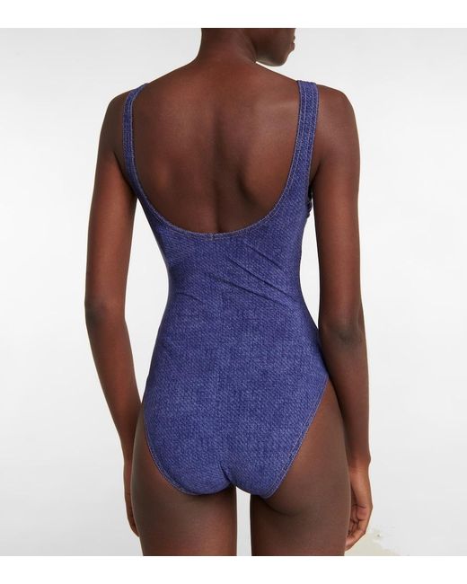 Karla Colletto Blue Lace-Up Swimsuit
