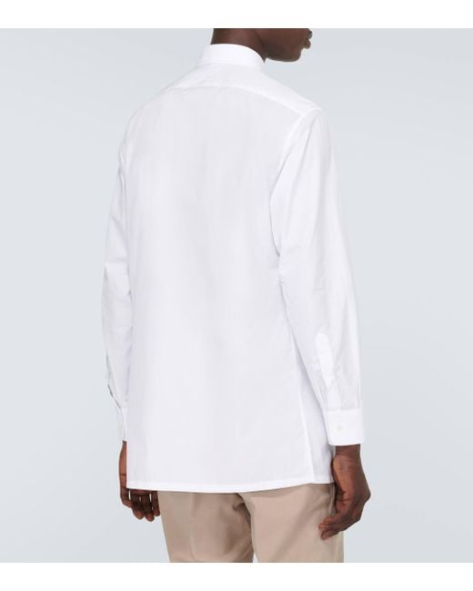 Loro Piana White Cotton Poplin Oxford Shirt for men