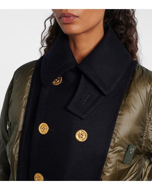 Sacai Blue Double-Breasted Down Jacket