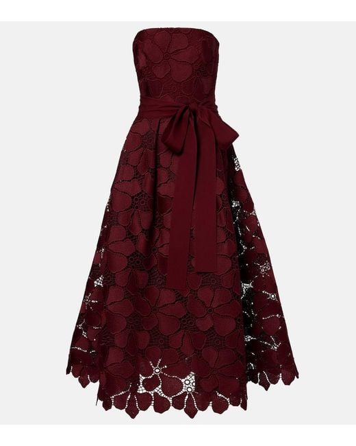 Elie Saab Red Silk-Blend Guipure Lace Cocktail Dress