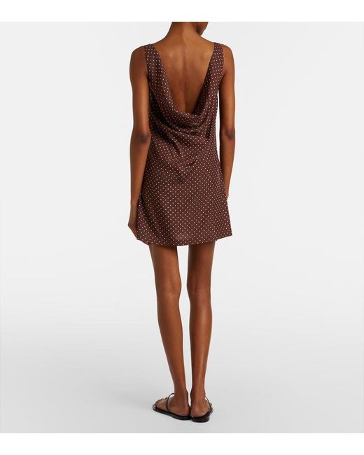 Posse Brown Evie Belted Polka-Dot Minidress