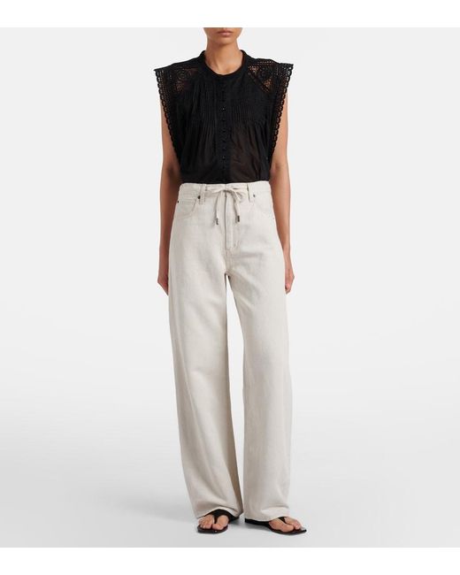 FRAME Natural Off Duty Drawstring Wide-Leg Jeans