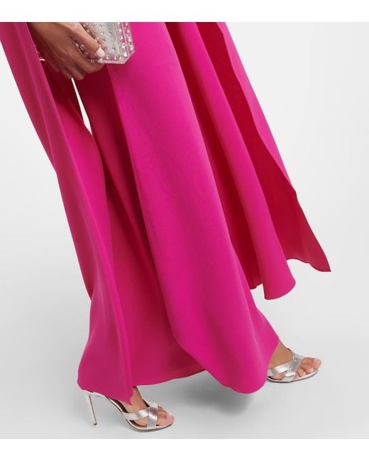 Vestido de cady con mangas capa Roland Mouret de color Pink