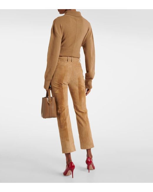 Joseph Natural Coleman Cropped Suede Straight Pants